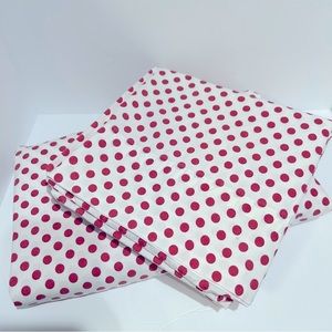 Ralph Lauren King Flat Sheet & 2 Pillow Cases White w/Red Polka Dots 100% Cotton
